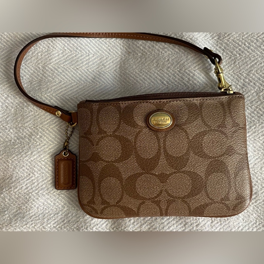 Coach Tan Signature Wristlet